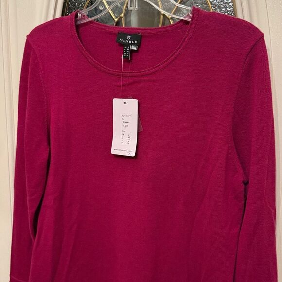 Marble 100% Cotton Luxury Feel Women's Magenta Top - M - NWT - Picture 2 of 7